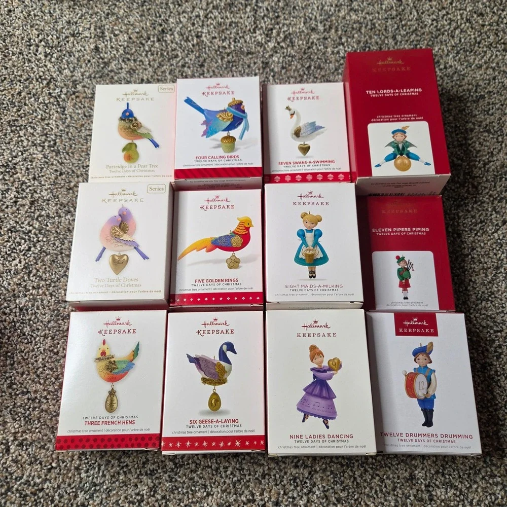Hallmark Keepsake Twelve Days of Christmas Ornament Set 1-12 Boxed